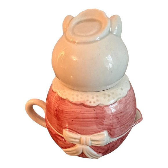 Vtg Kitchen Helpers Stackable Sugar and Creamer Pig Pink, White Ron Gordon1986 - Picture 4 of 14